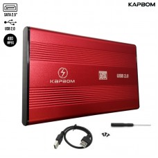 Case Gaveta Externa para HDD e SSD Sata 2.5" USB 2.0 Kapbom KAP-2520 Alumínio Vermelho